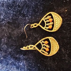 W2220 Silpada 925 Sterling Silver Coral & Smoky Quartz Earrings